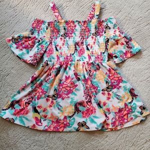 Girl's Cold Shoulder Floral/Animal top